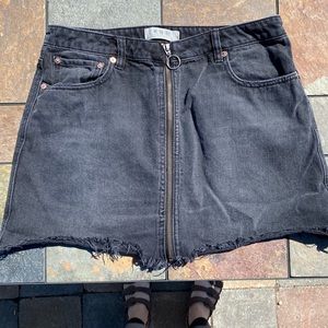 Free People Black Zip-up Denim Skirt